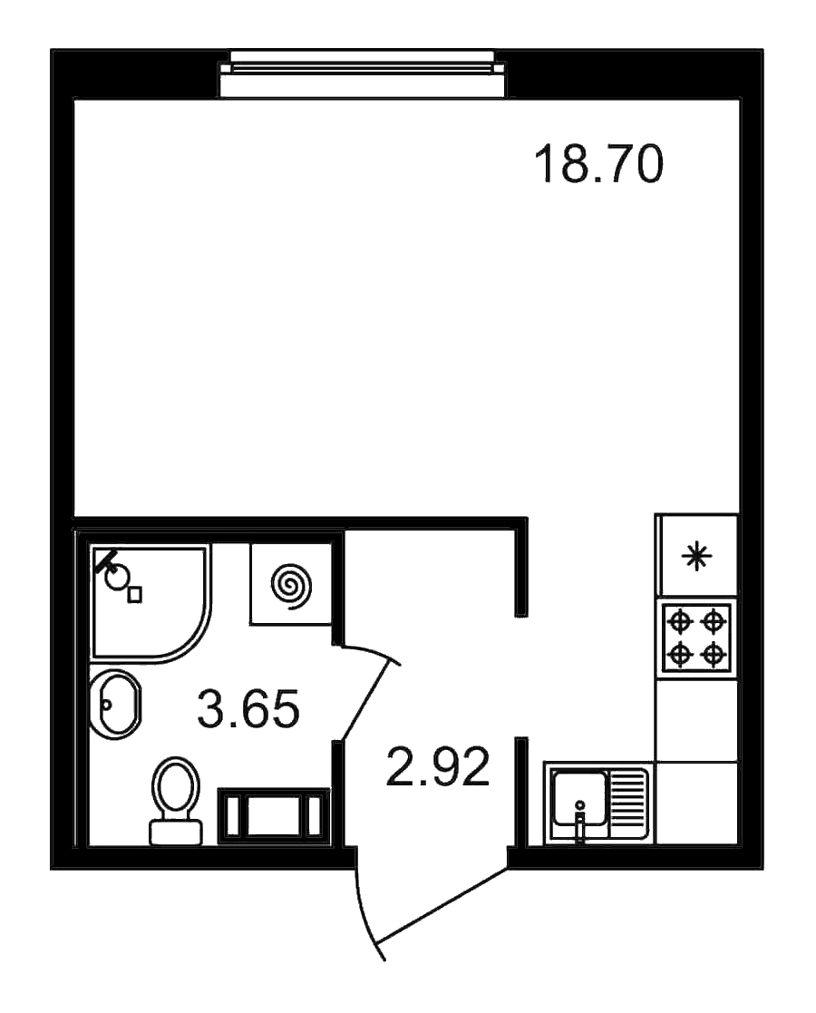 Квартира студия 25.27 м², 2/15 эт., ЖК «Новые горизонты»